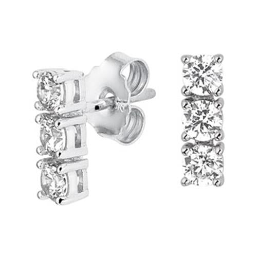 Zilver Oorknop Zirko